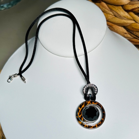 Vintage 925 David Sigal Sterling Silver & Onyx, Pavé CZ Leopard enameled Pendant - Picture 3 of 15